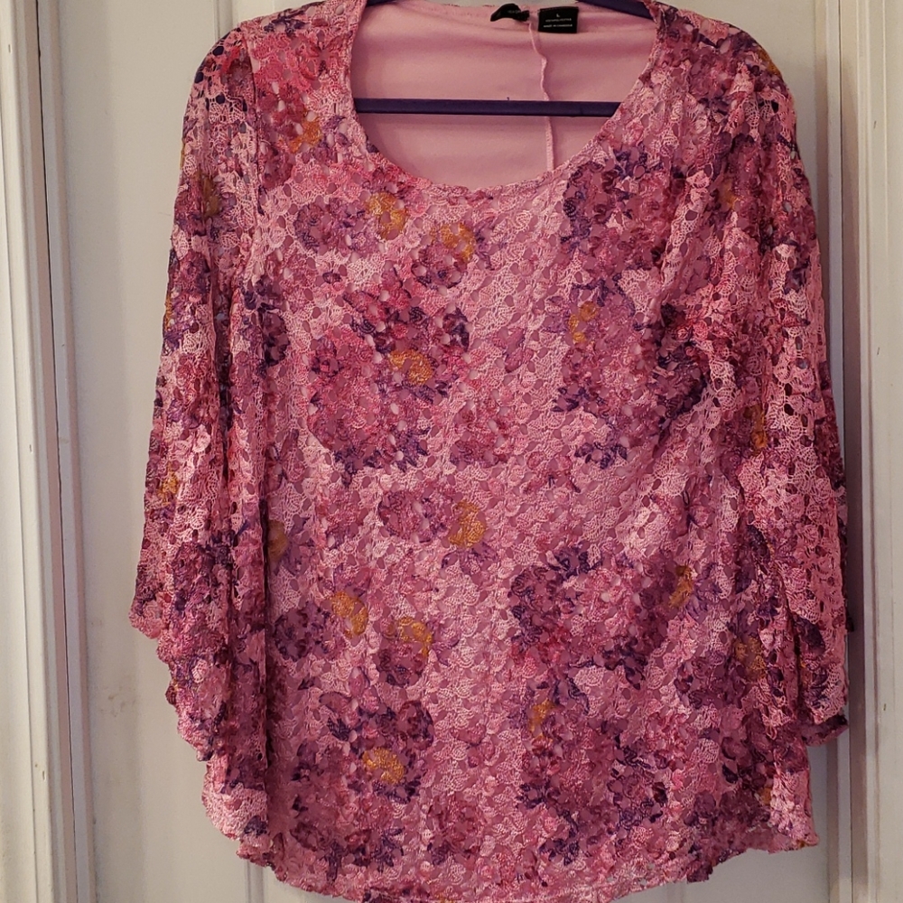 New directions pink and purple lace top